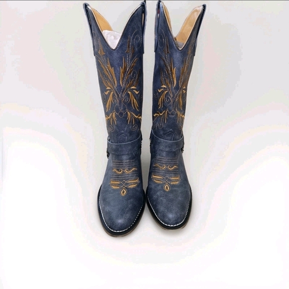 GPXGPX Women's Embroidered Cowboy Boots Block Heel Mid Calf Size 9.5 Gray. - Picture 2 of 12